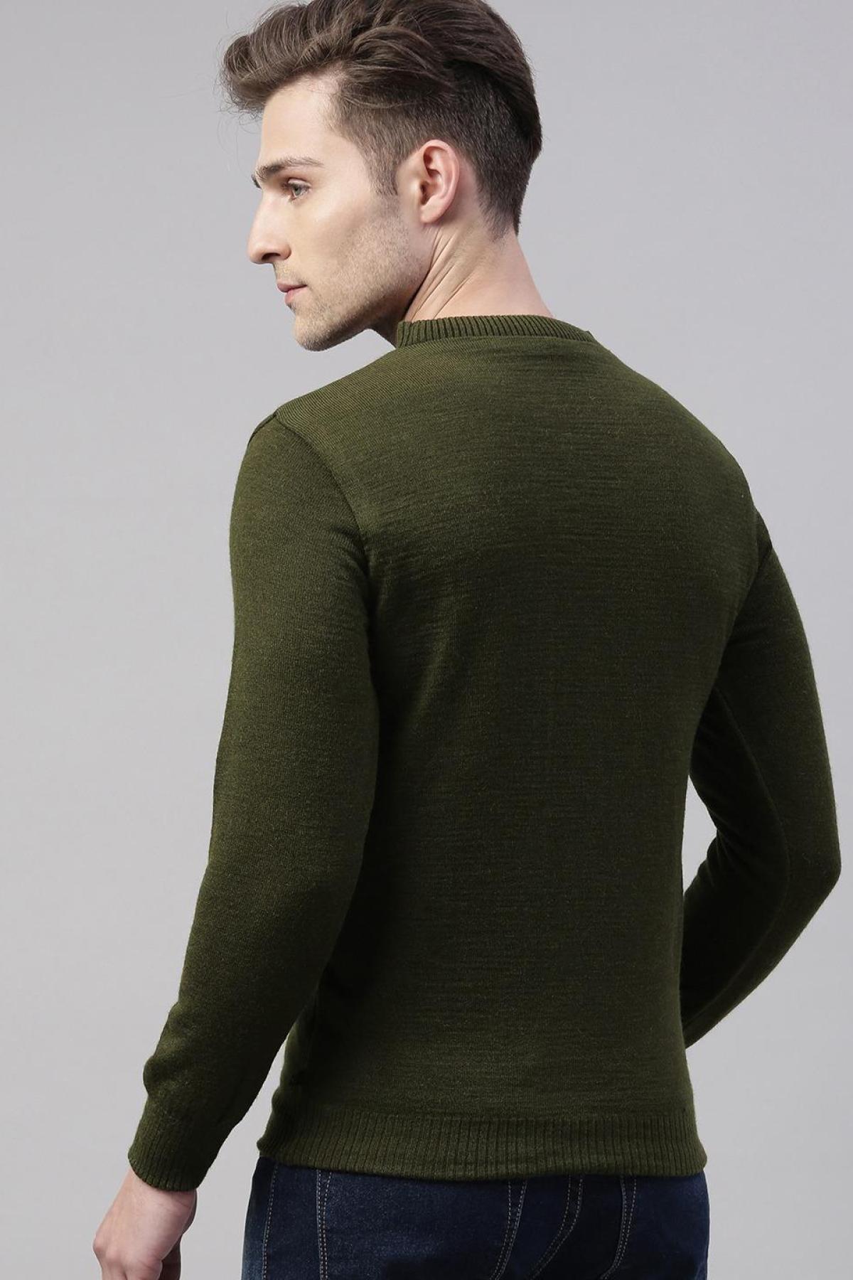 Olive & Camel Merino Blend Reversible Sweater|Men